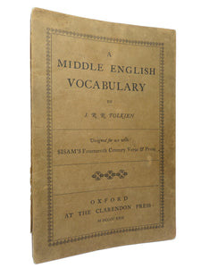 A MIDDLE ENGLISH VOCABULARY BY J. R. R. TOLKIEN 1922 FIRST EDITION, FIRST ISSUE