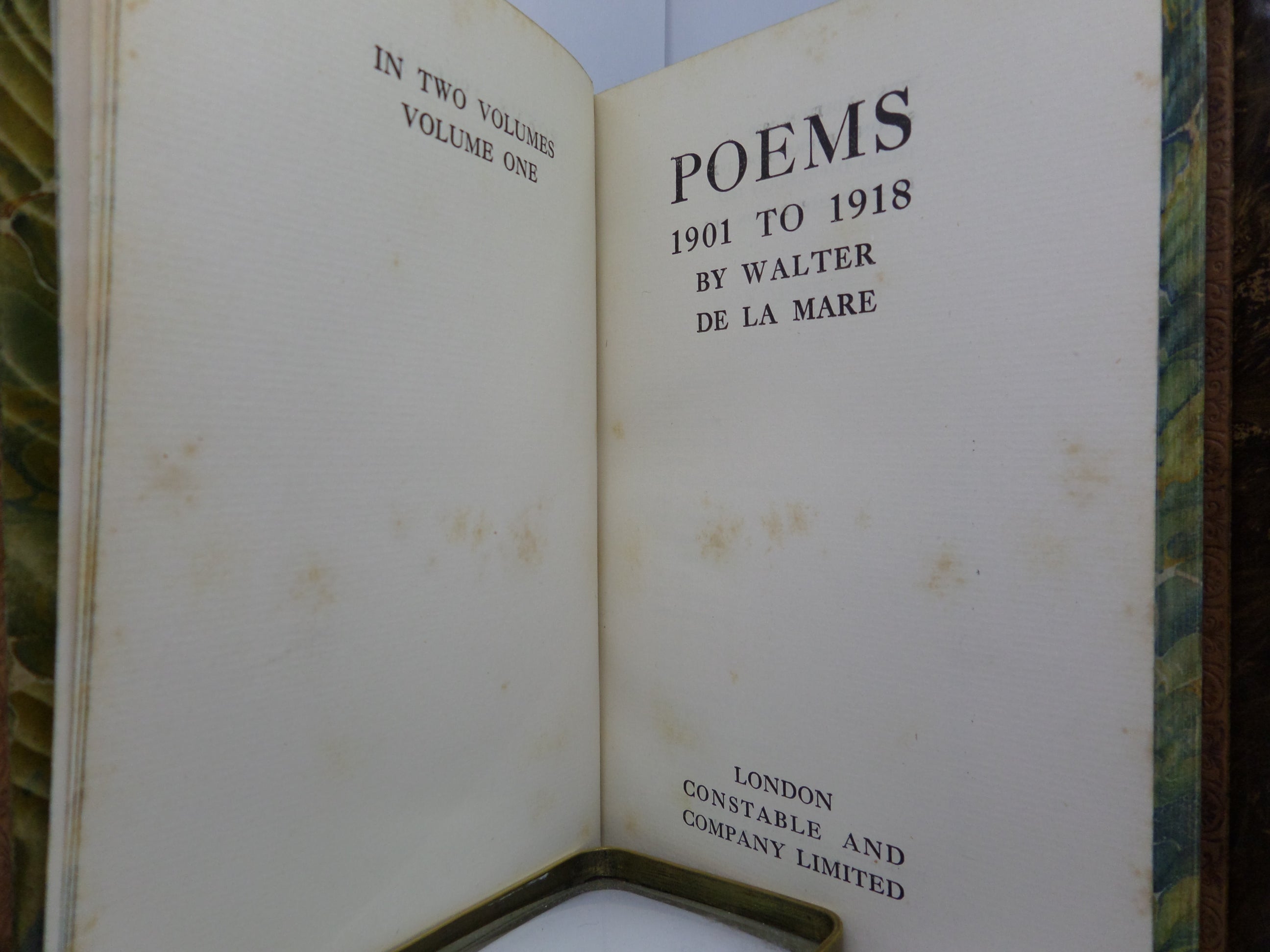 POEMS 1901 TO 1918 BY WALTER DE LA MARE, IN TWO VOLUMES, FINE LEATHER BINDINGS