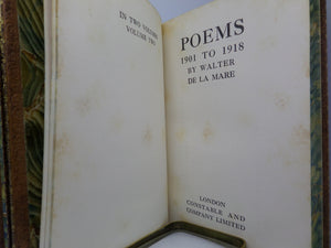 POEMS 1901 TO 1918 BY WALTER DE LA MARE, IN TWO VOLUMES, FINE LEATHER BINDINGS