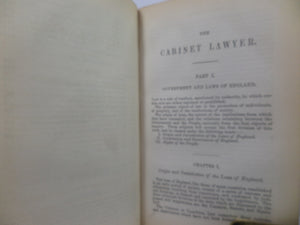 CABINET LAWYER: A POPULAR DIGEST OF THE LAWS OF ENGLAND 1857 LEATHER BINDING