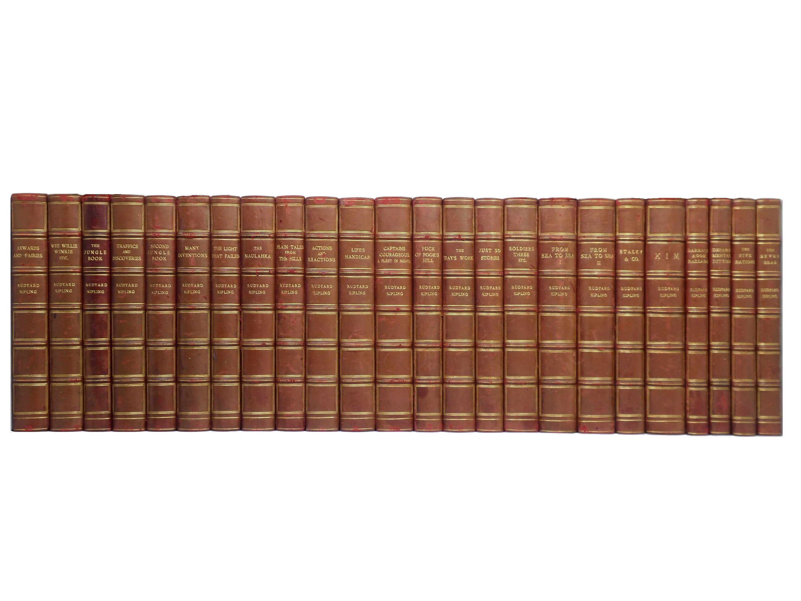 THE WORKS OF RUDYARD KIPLING IN 24 VOLUMES FINELY BOUND BY BICKERS & SON 1902-10