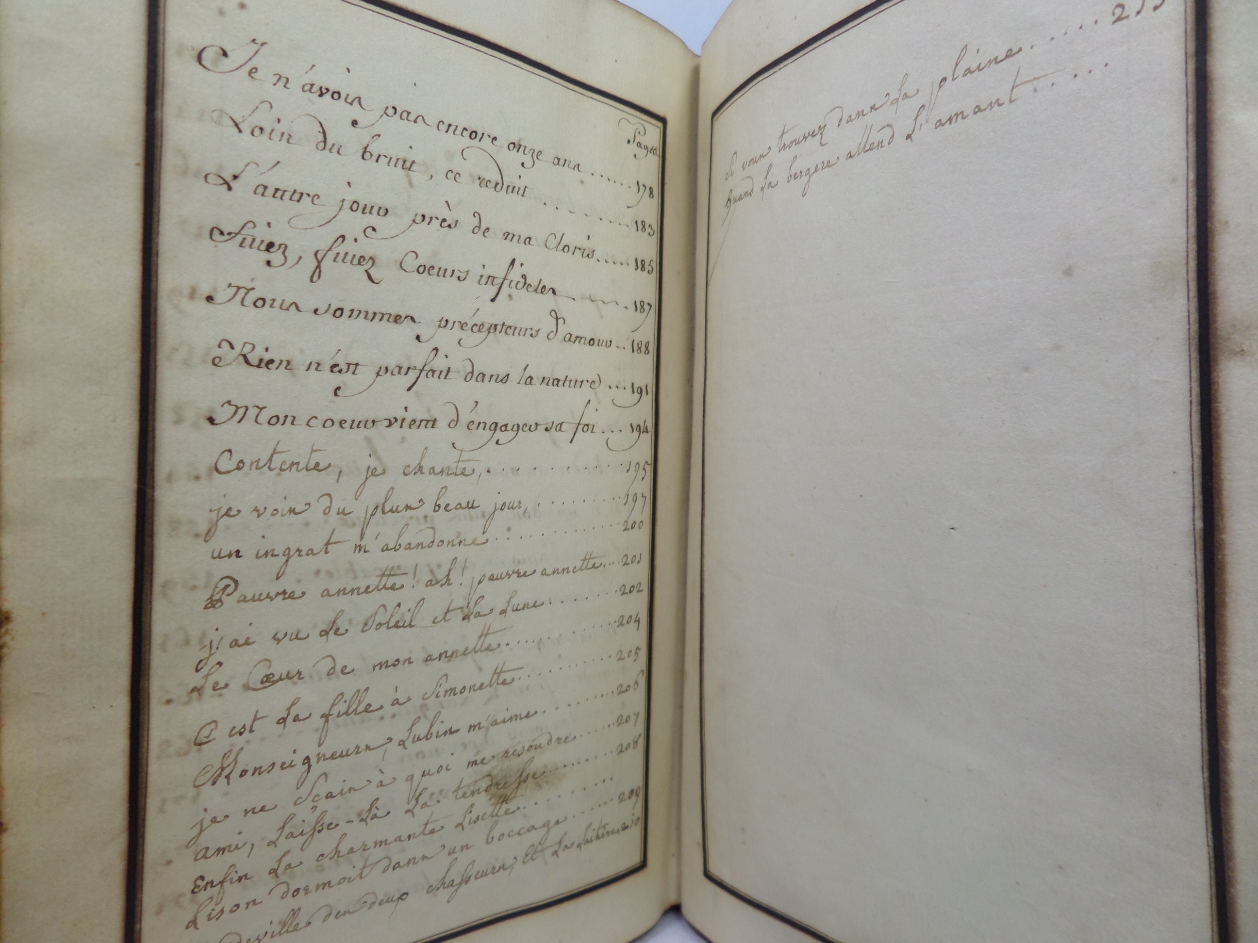 18TH CENTURY FRENCH MANUSCRIPT SONGBOOK 1756 RECUEIL DE CHANSONS