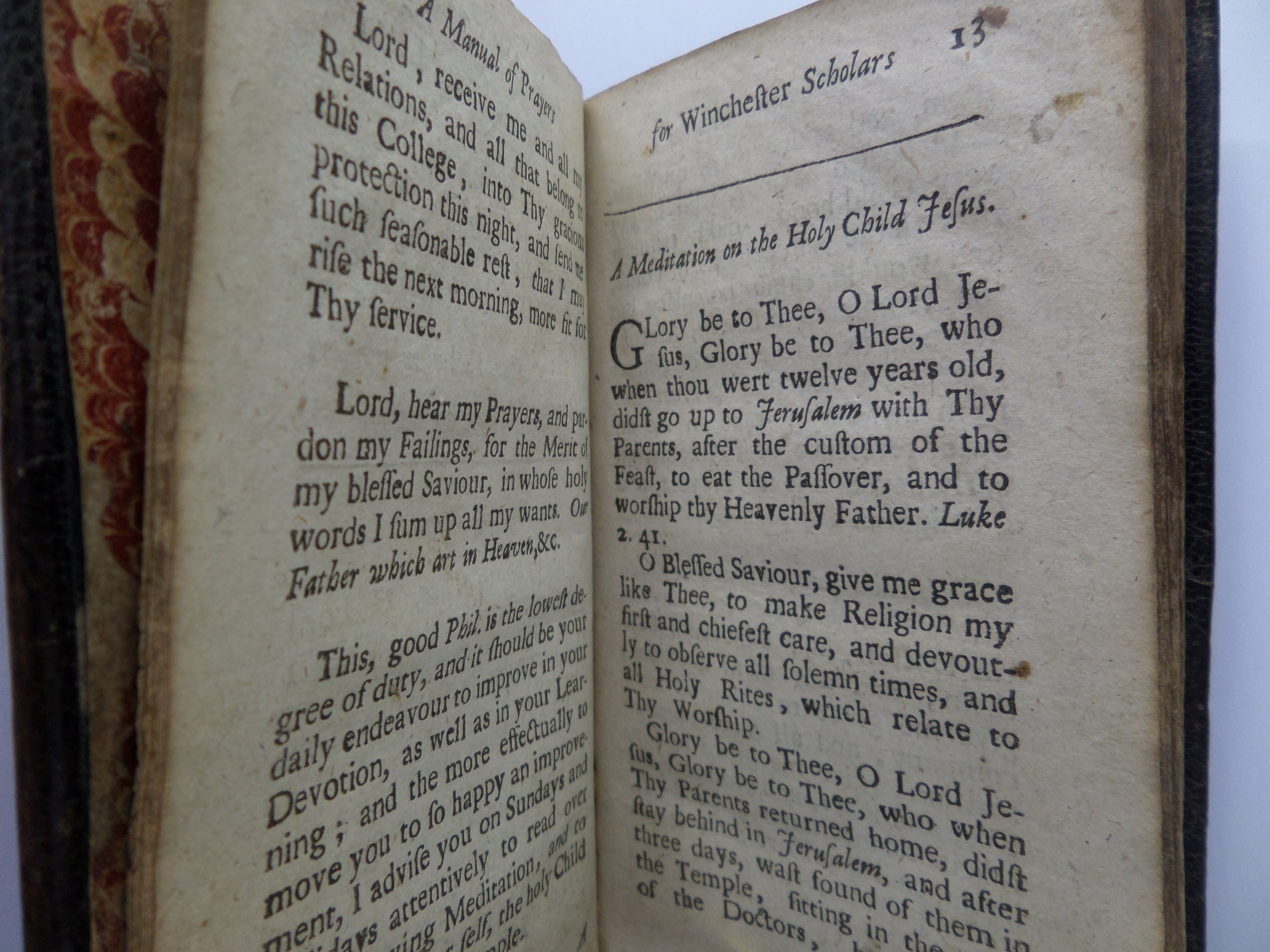 A MANUAL OF PRAYERS FOR THE USE OF THE SCHOLARS OF WINCHESTER COLLEGE 1692