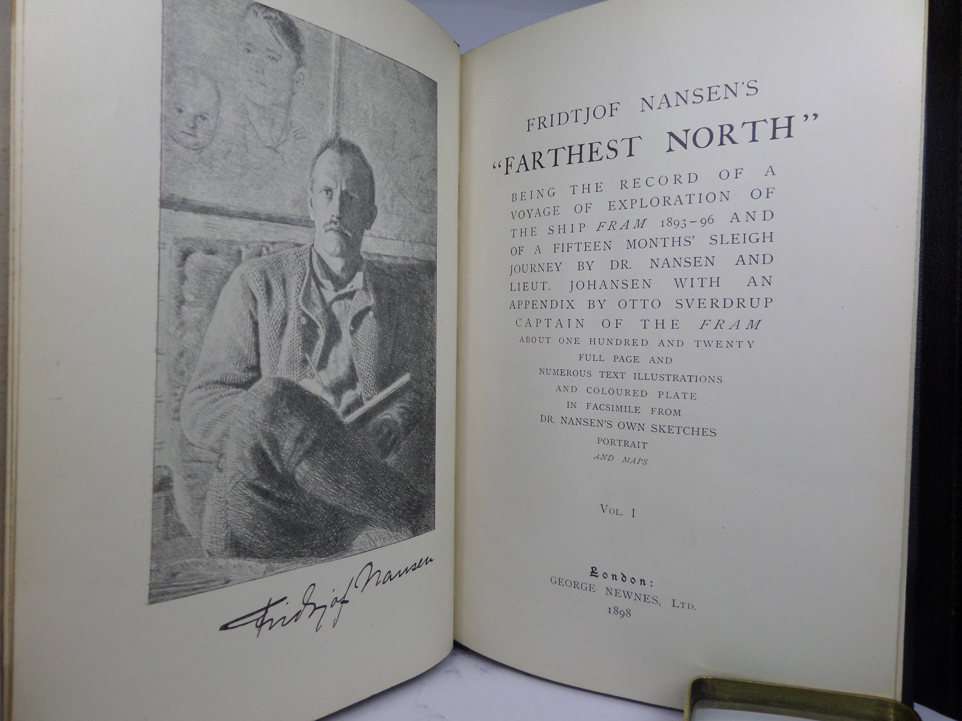 FARTHEST NORTH BY FRIDTJOF NANSEN 1898 TWO VOLUMES LEATHER BOUND