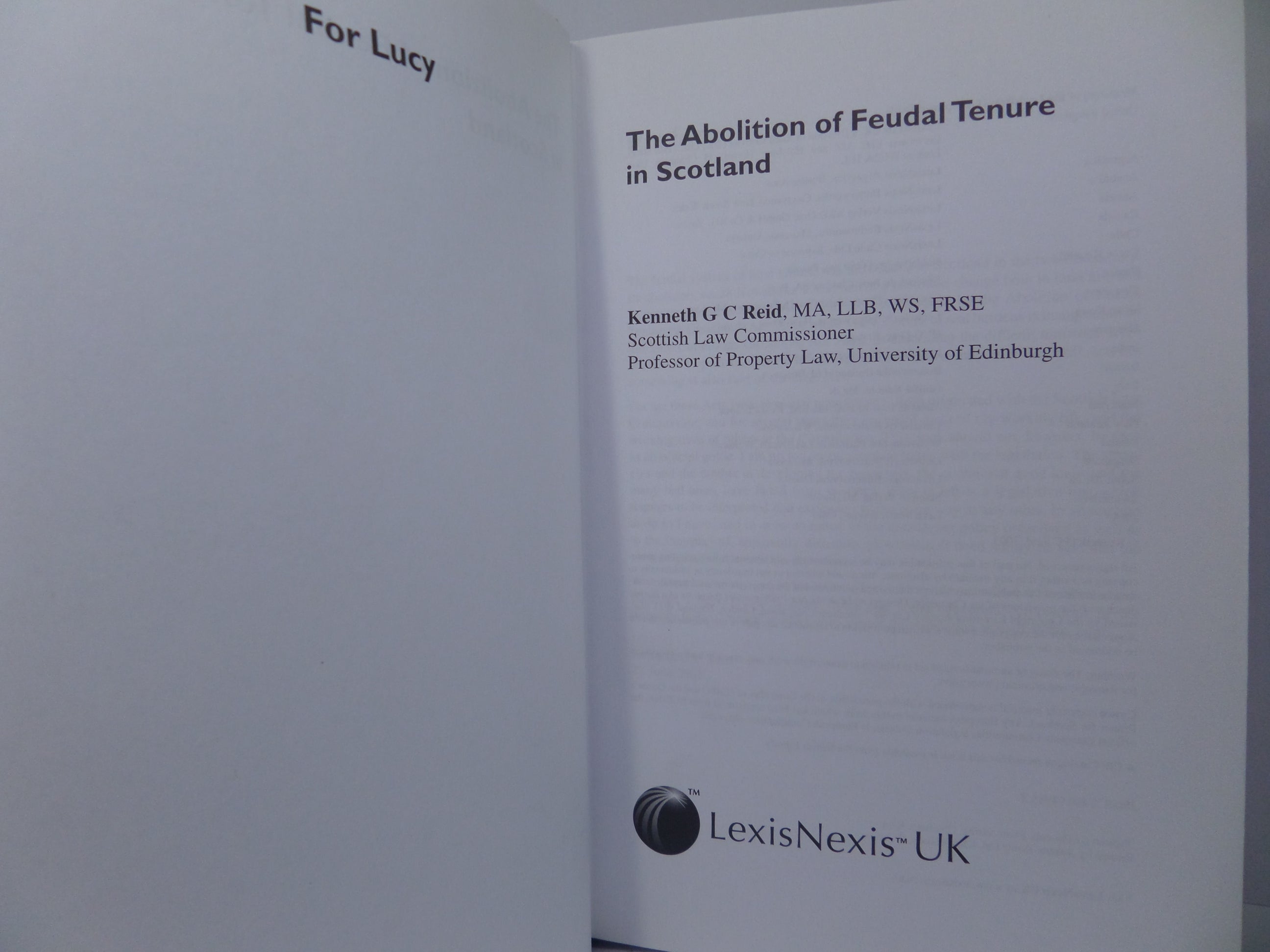 THE ABOLITION OF FEUDAL TENURE IN SCOTLAND BY KENNETH REID 2003 HARDCOVER