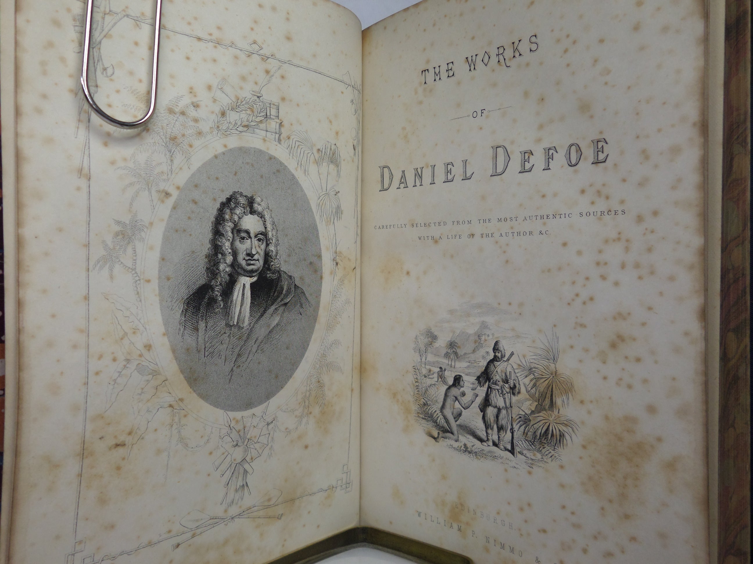 THE WORKS OF DANIEL DEFOE 1889 LEATHER-BOUND