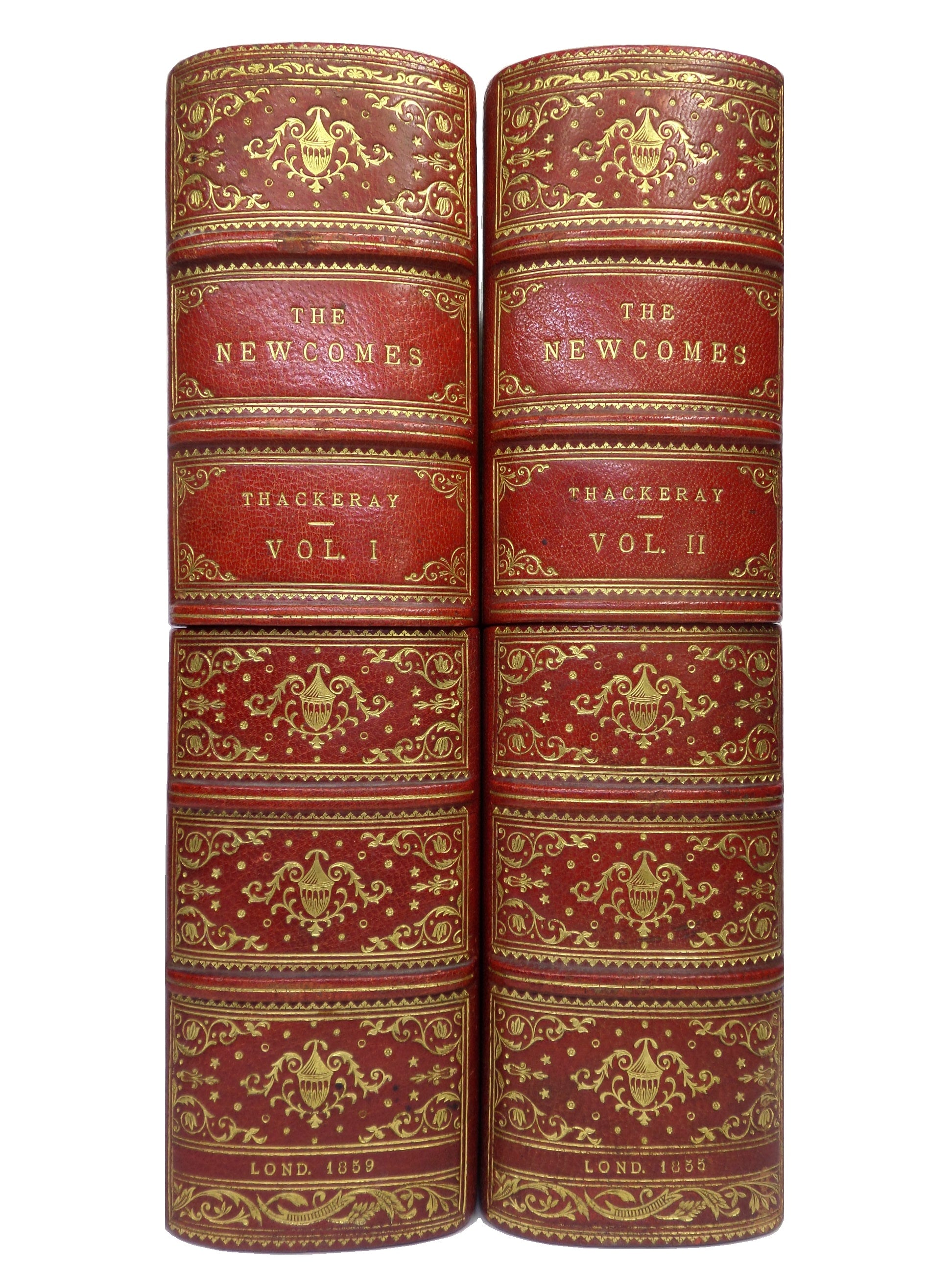 THE NEWCOMES BY WILLIAM MAKEPEACE THACKERAY 1853-1855 IN 23/24 MONTHLY PARTS, CUSTOM MOROCCO CASES