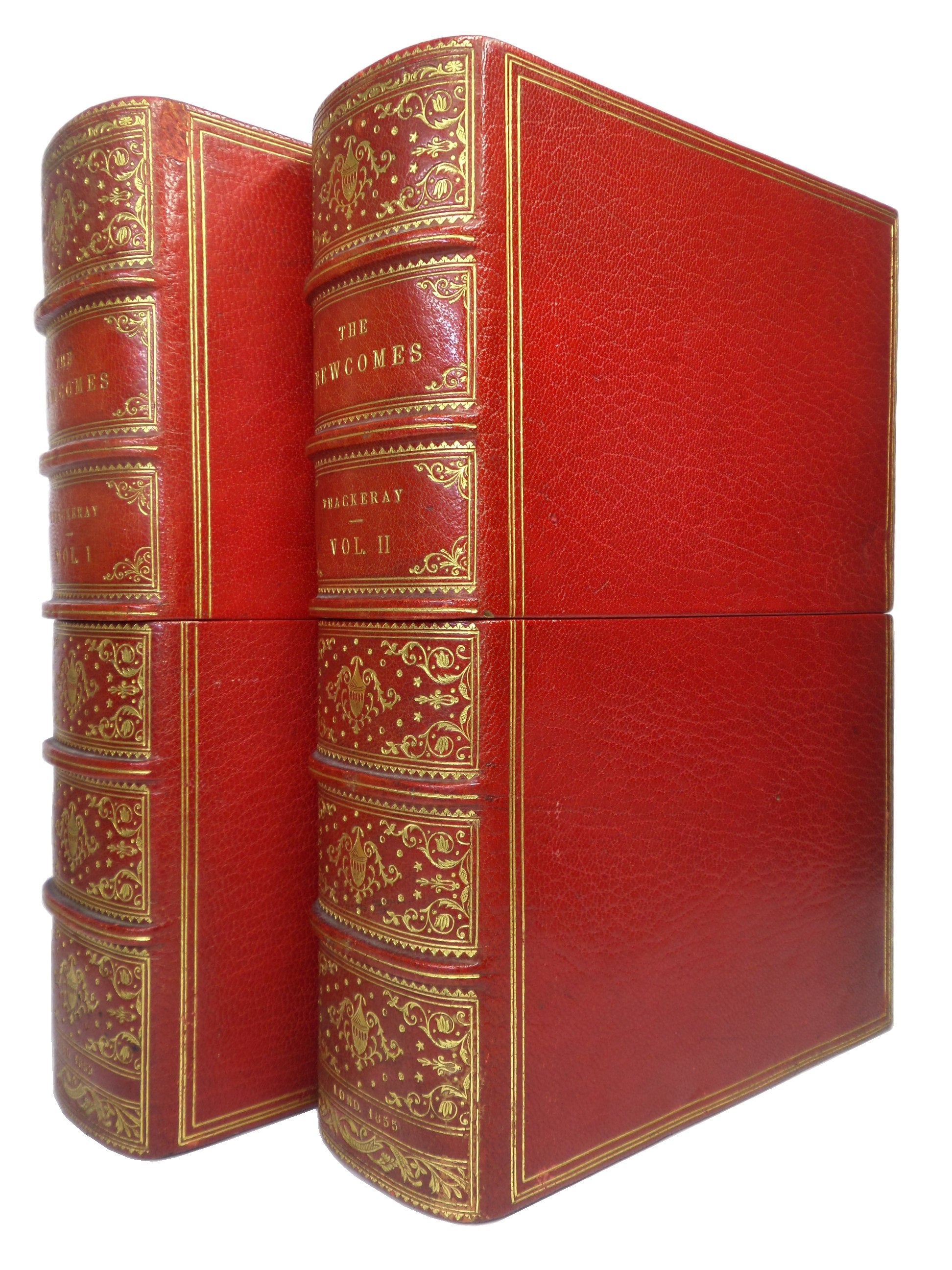 THE NEWCOMES BY WILLIAM MAKEPEACE THACKERAY 1853-1855 IN 23/24 MONTHLY PARTS, CUSTOM MOROCCO CASES