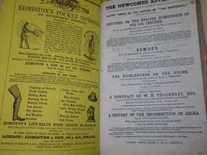 THE NEWCOMES BY WILLIAM MAKEPEACE THACKERAY 1853-1855 IN 23/24 MONTHLY PARTS, CUSTOM MOROCCO CASES