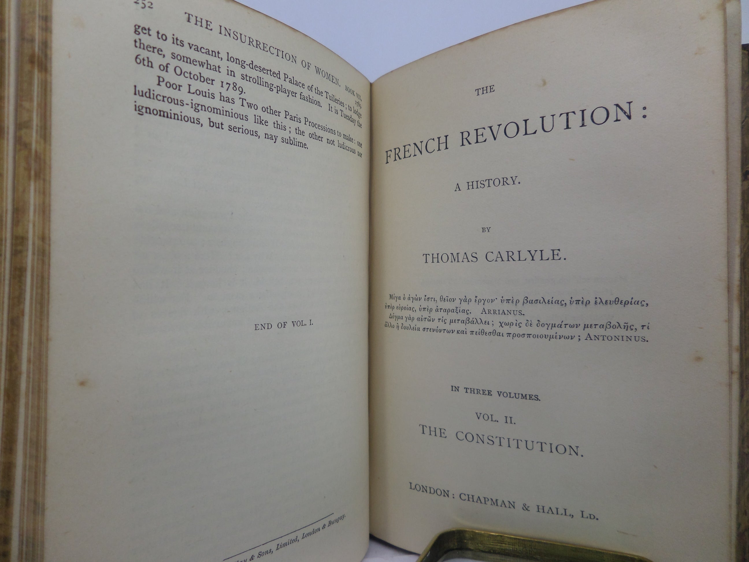 THE FRENCH REVOLUTION BY THOMAS CARLYLE CA.1900 FINE LEATHER BINDING