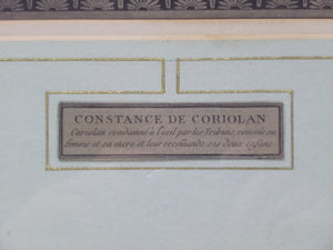 'CONSTANCE DE CORIOLAN' BY JEAN-FRANCOIS JANINET, LATE 18TH CENTURY NEOCLASSICAL AQUATINT AFTER JEAN GUILLAUME MOITTE