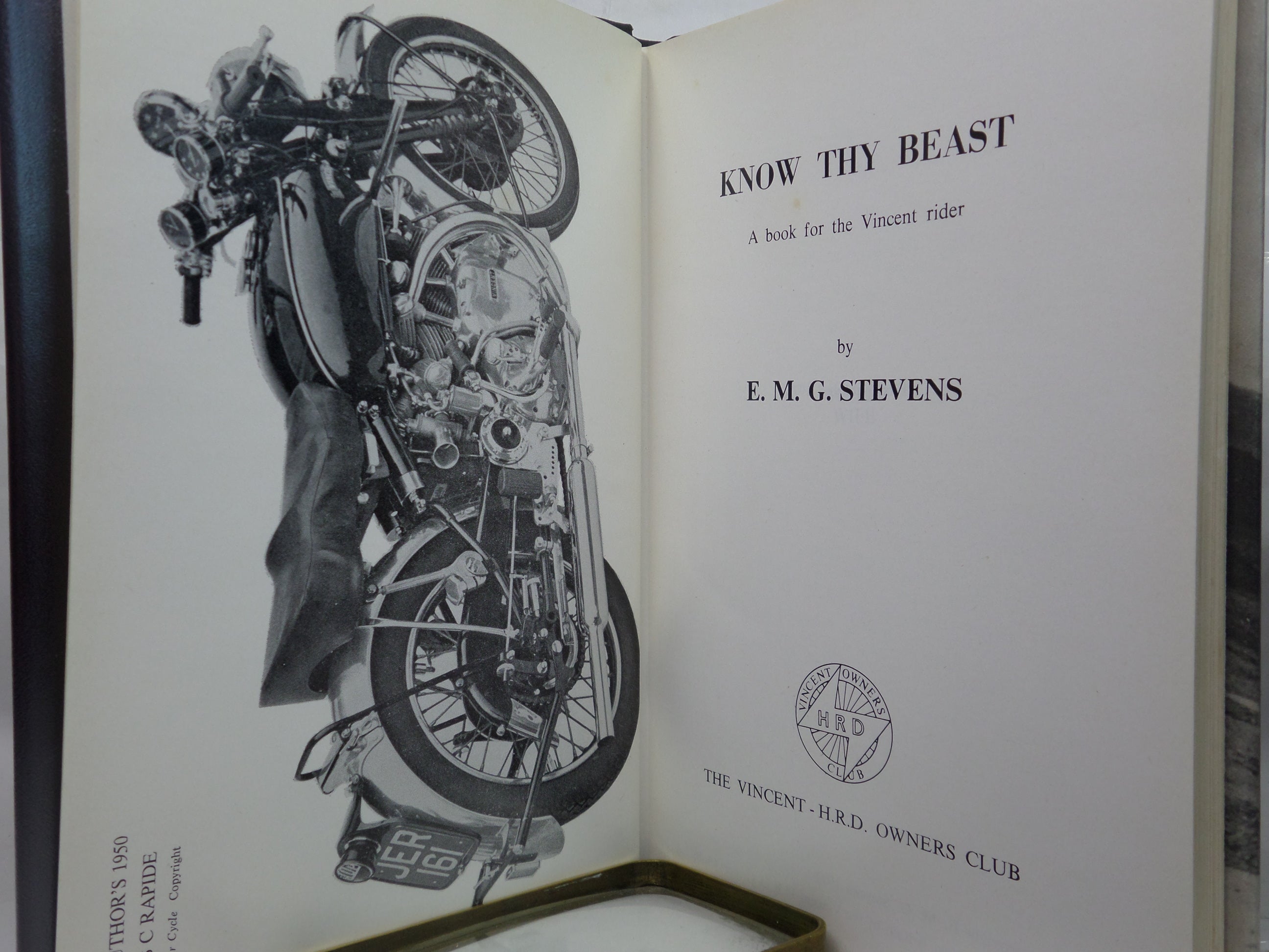 KNOW THY BEAST: A BOOK FOR THE VINCENT RIDER BY E. M. G. STEVENS 1972 FIRST EDITION