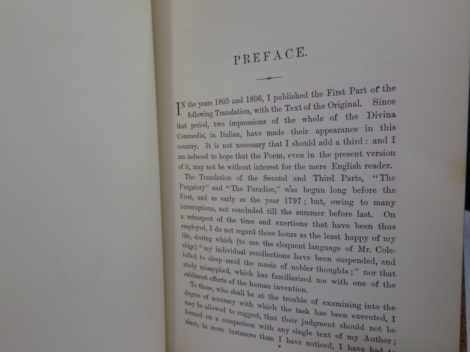 THE VISION: OR, HELL, PURGATORY & PARADISE OF DANTE ALIGHIERI, TREE CALF BINDING