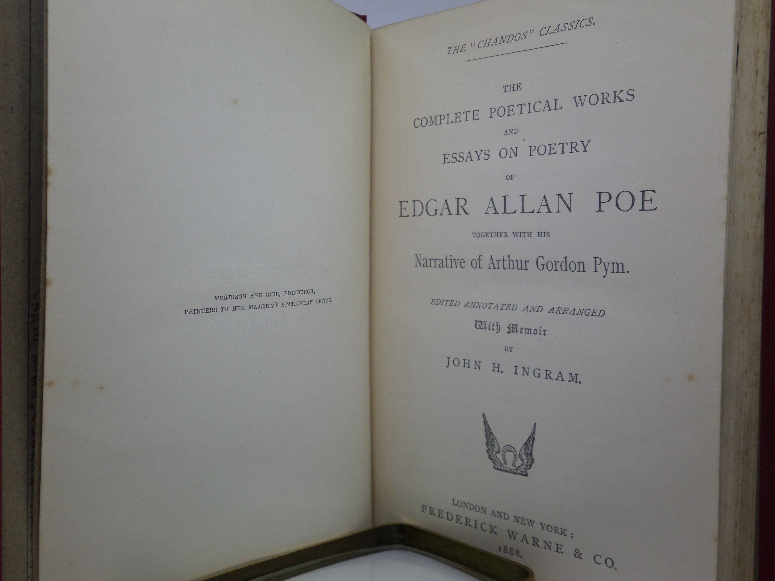 THE COMPLETE POETICAL WORKS OF EDGAR ALLAN POE 1888 THE CHANDOS CLASSICS EDITION