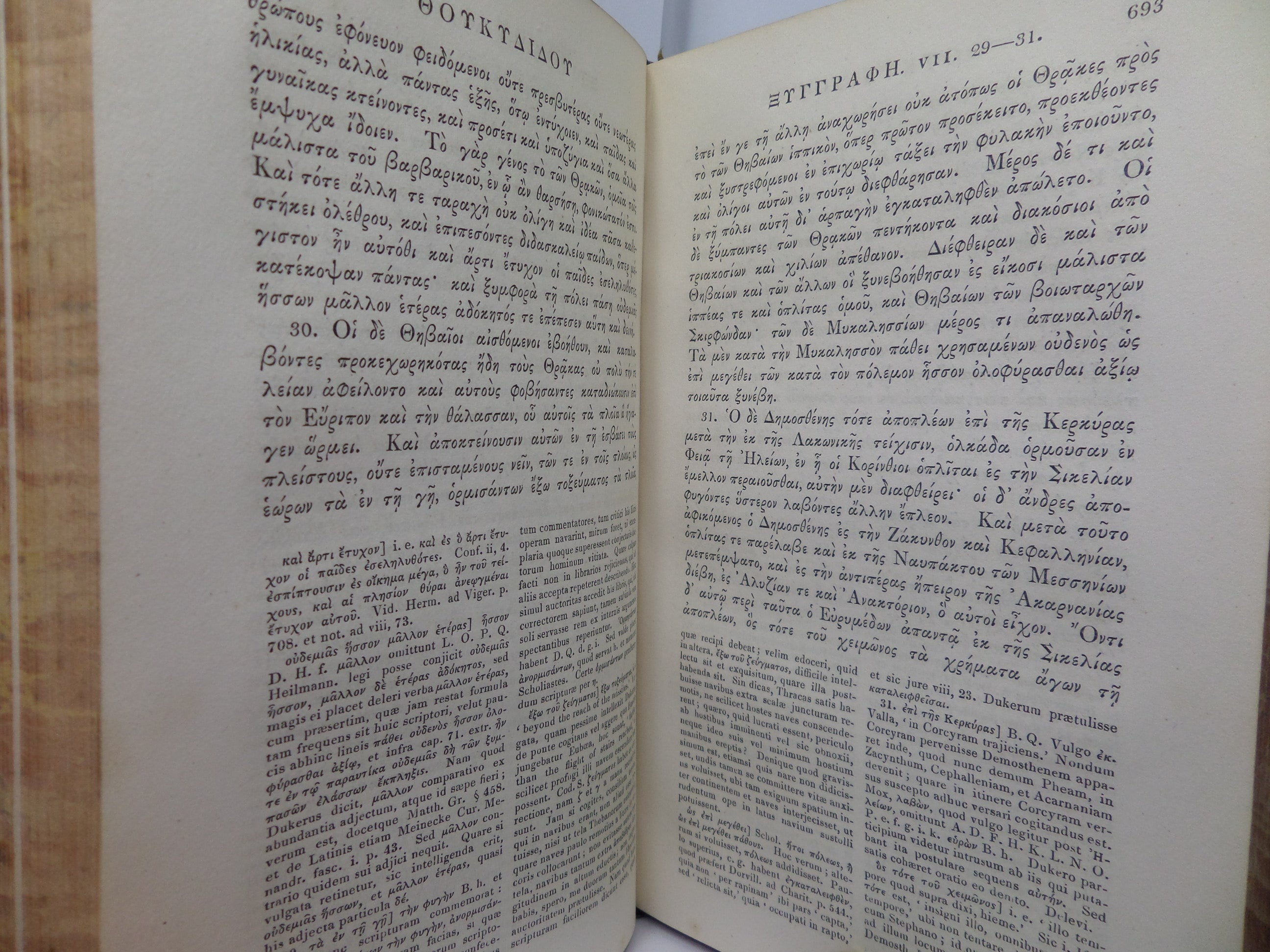 THUCYDIDIS DE BELLO PELOPONNESIACO LIBRI OCTO 1835 IN TWO LEATHER-BOUND VOLUMES