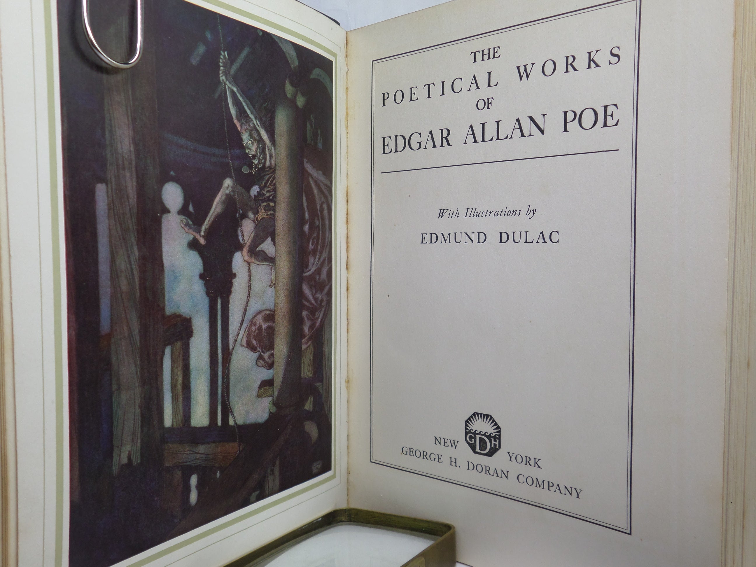 THE POETICAL WORKS OF EDGAR ALLAN POE, LEATHER-BOUND, EDMUND DULAC ILLUSTRATIONS