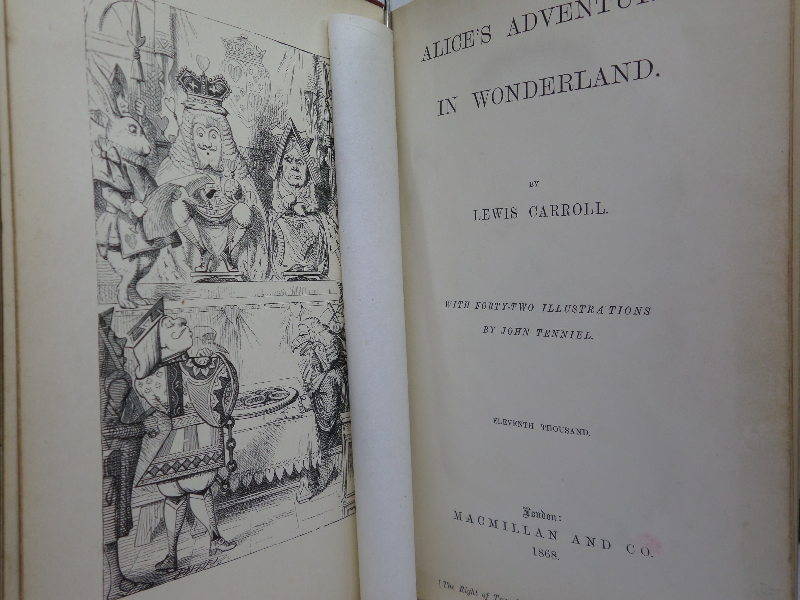 ALICE'S ADVENTURES IN WONDERLAND BY LEWIS CARROLL 1868 FIFTH EDITION