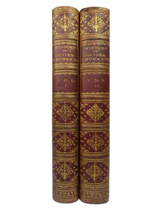 HISTORY OF OLIVER CROMWELL BY M. GUIZOT 1854 LEATHER BOUND IN TWO VOLUMES