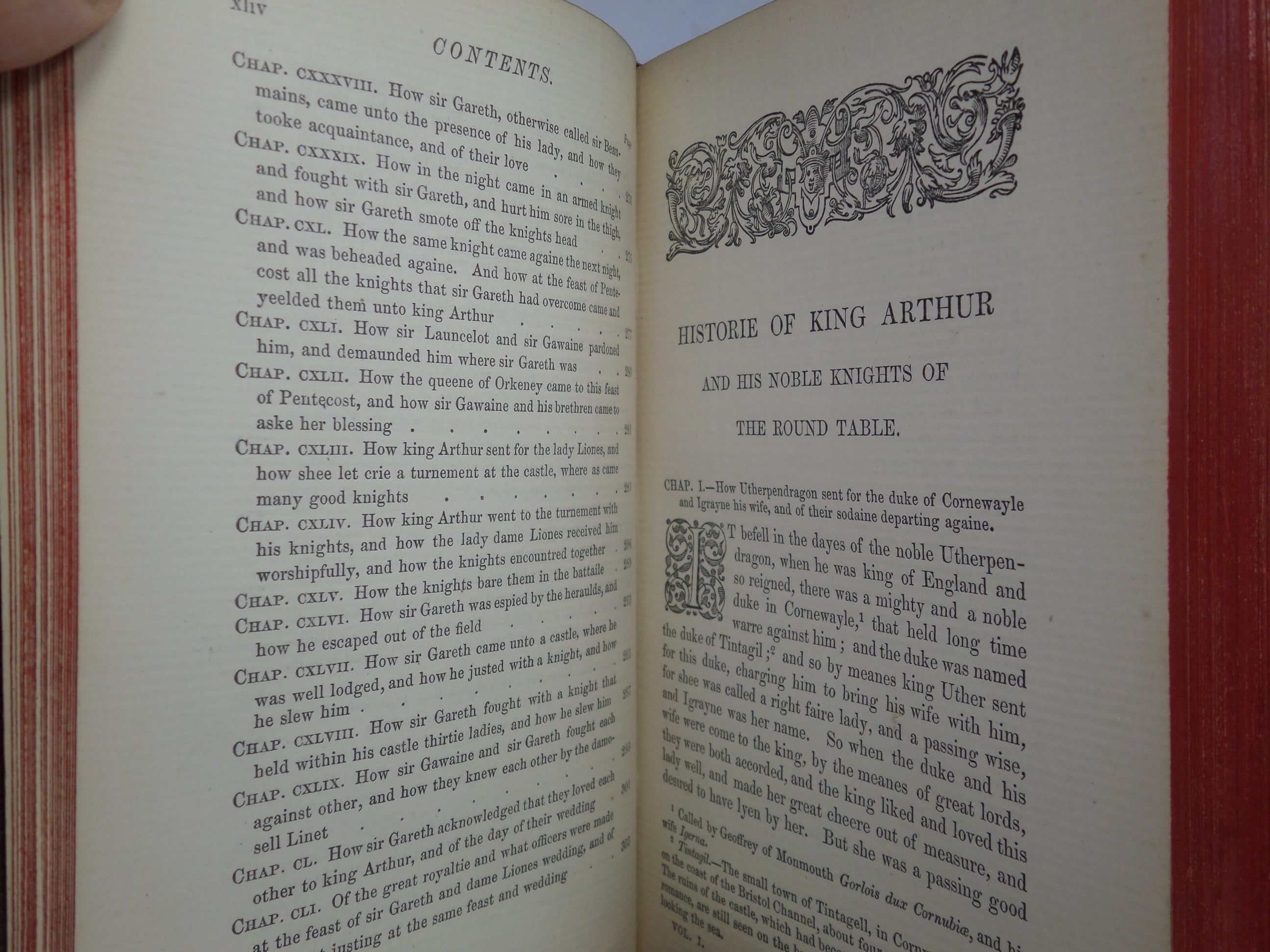 LA MORT D'ARTHUR BY SIR THOMAS MALORY 1866 LEATHER BOUND IN THREE VOLUMES