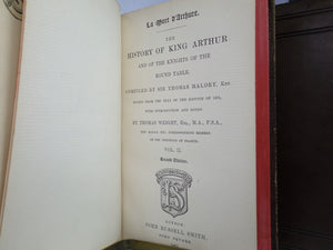 LA MORT D'ARTHUR BY SIR THOMAS MALORY 1866 LEATHER BOUND IN THREE VOLUMES