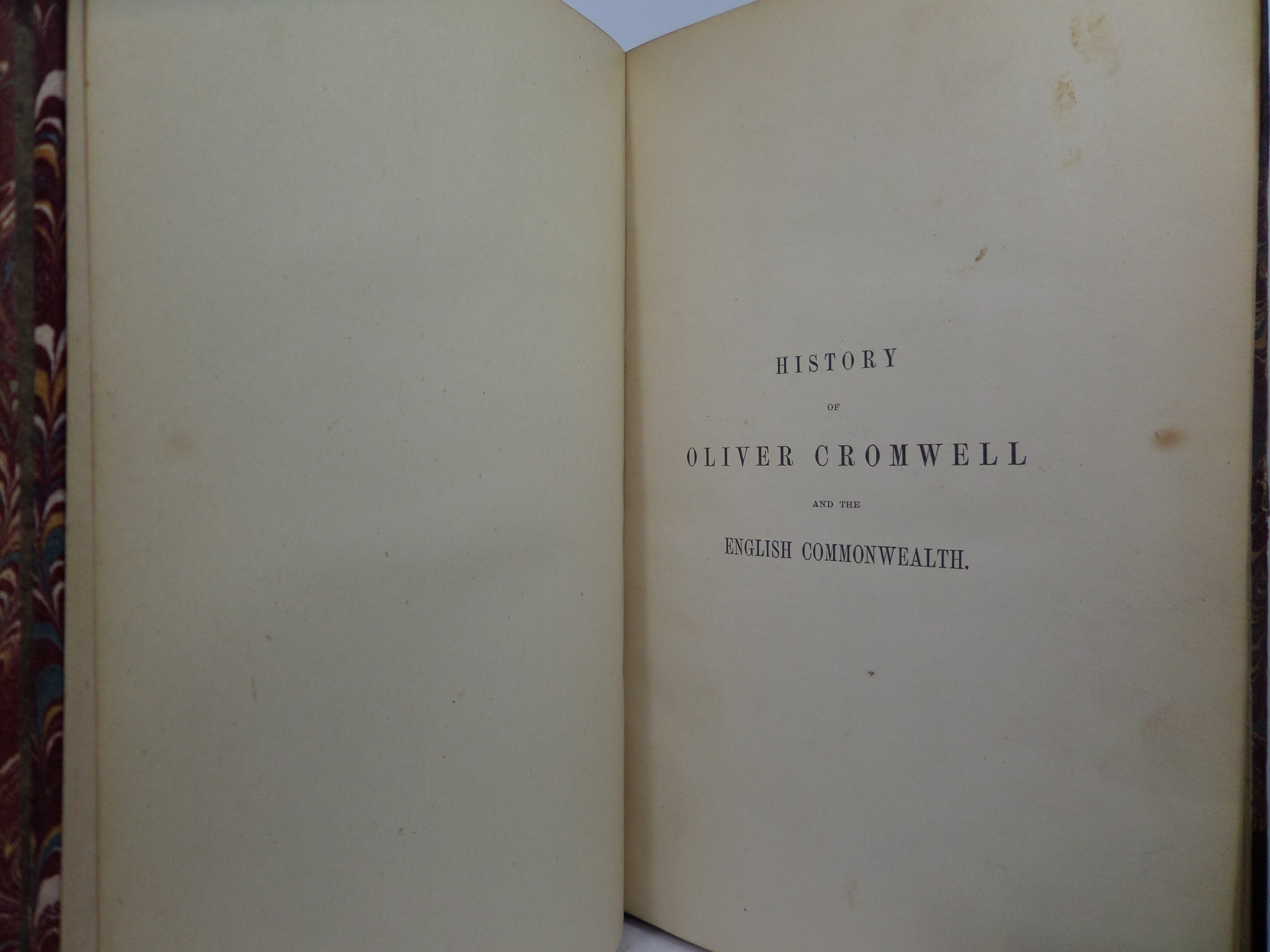 HISTORY OF OLIVER CROMWELL BY M. GUIZOT 1854 LEATHER BOUND IN TWO VOLUMES