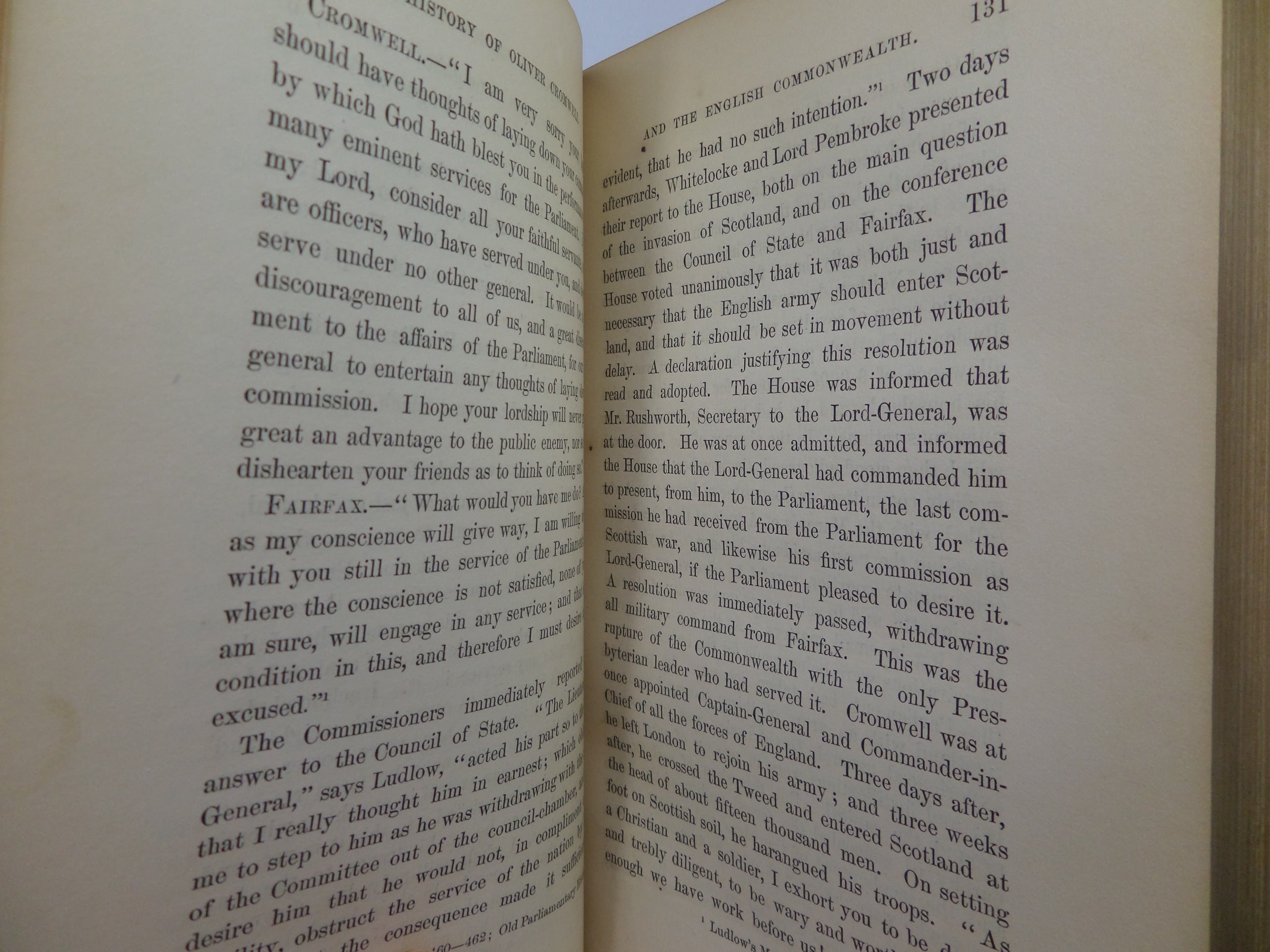 HISTORY OF OLIVER CROMWELL BY M. GUIZOT 1854 LEATHER BOUND IN TWO VOLUMES