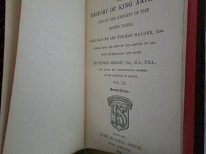 LA MORT D'ARTHUR BY SIR THOMAS MALORY 1866 LEATHER BOUND IN THREE VOLUMES