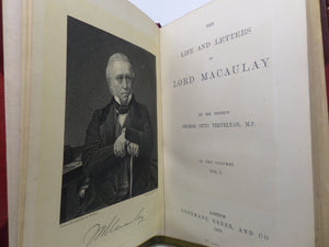 THE LIFE & LETTERS OF LORD MACAULAY BY TREVELYAN 1876 IN TWO VOLUMES BY BICKERS