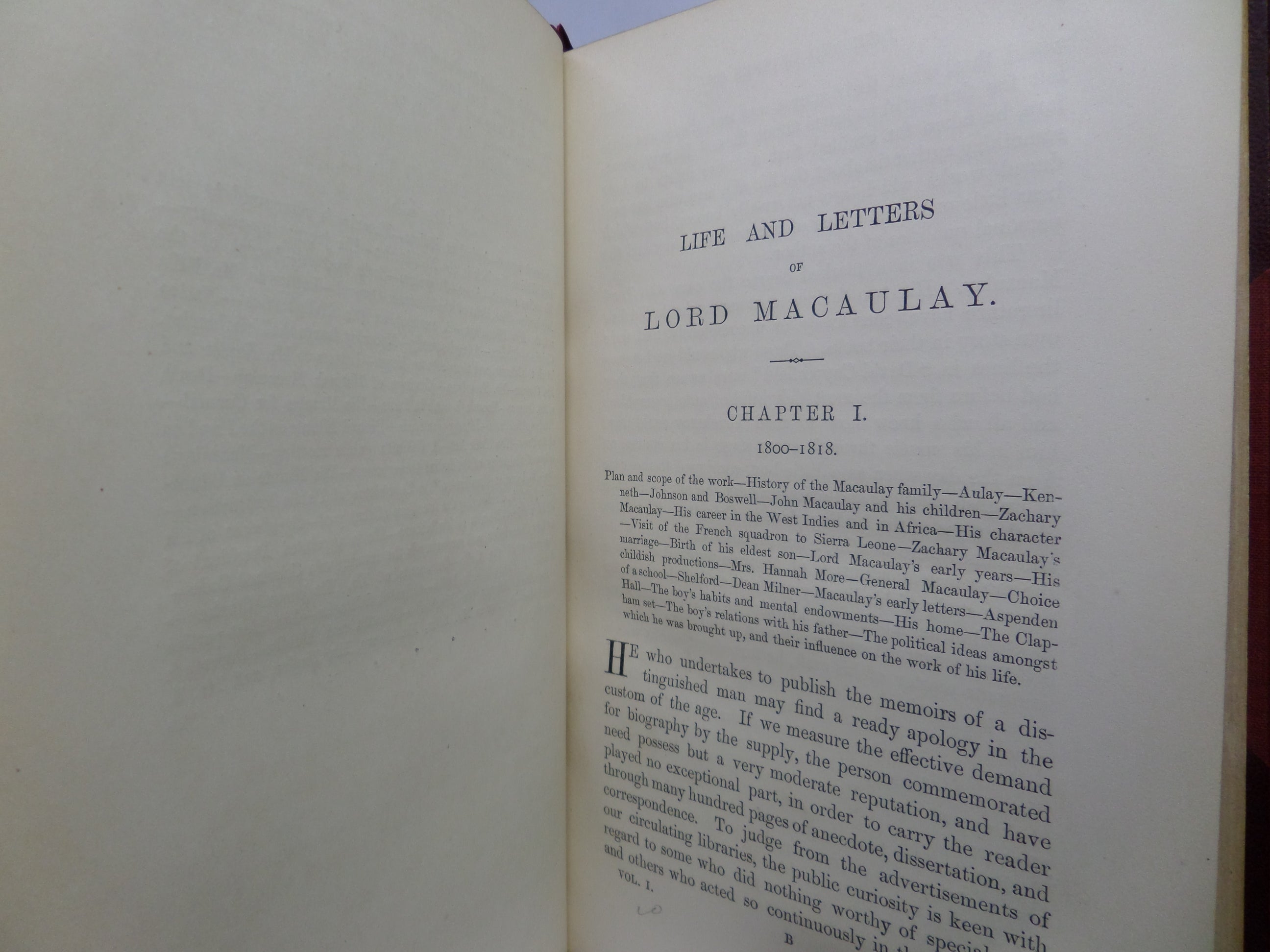 THE LIFE & LETTERS OF LORD MACAULAY BY TREVELYAN 1876 IN TWO VOLUMES BY BICKERS