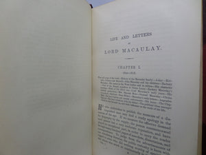 THE LIFE & LETTERS OF LORD MACAULAY BY TREVELYAN 1876 IN TWO VOLUMES BY BICKERS