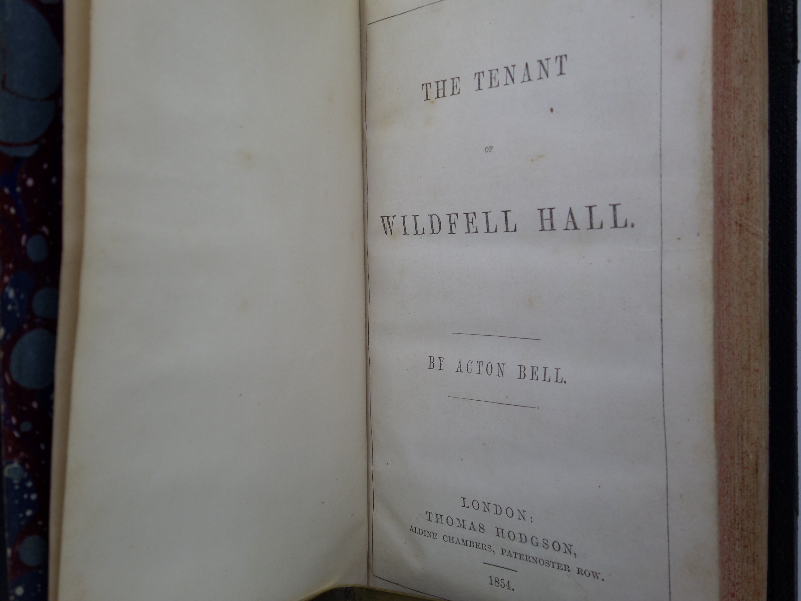 THE TENANT OF WILDFELL HALL BY ANNE BRONTE [ACTON BELL] 1854 THIRD EDITION
