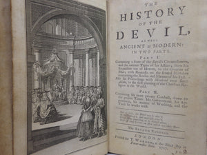 THE HISTORY OF THE DEVIL BY DANIEL DEFOE 1727 SECOND EDITION, LEATHER BINDING