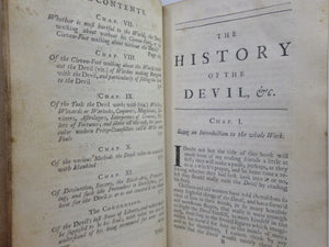 THE HISTORY OF THE DEVIL BY DANIEL DEFOE 1727 SECOND EDITION, LEATHER BINDING