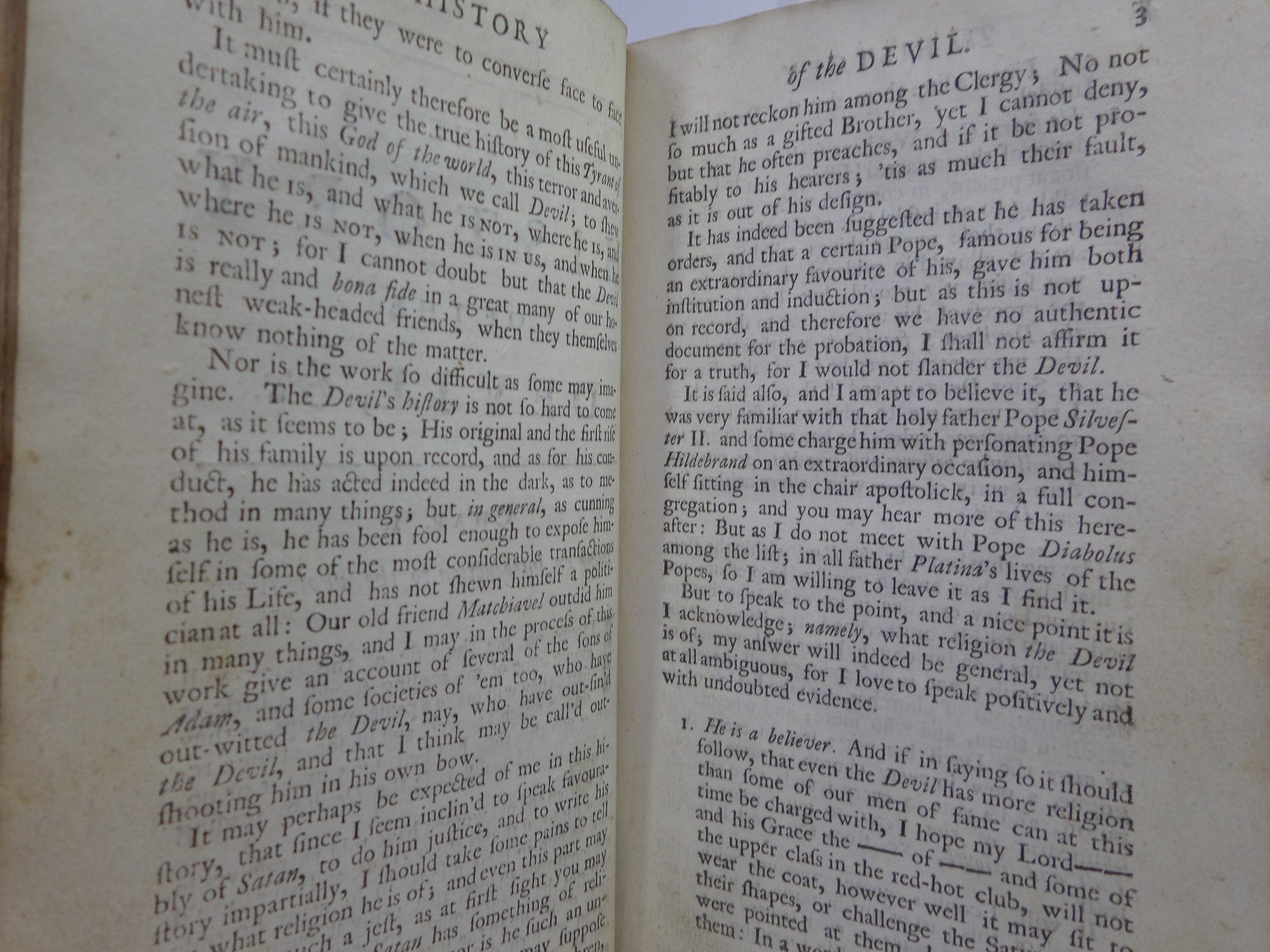 THE HISTORY OF THE DEVIL BY DANIEL DEFOE 1727 SECOND EDITION, LEATHER BINDING