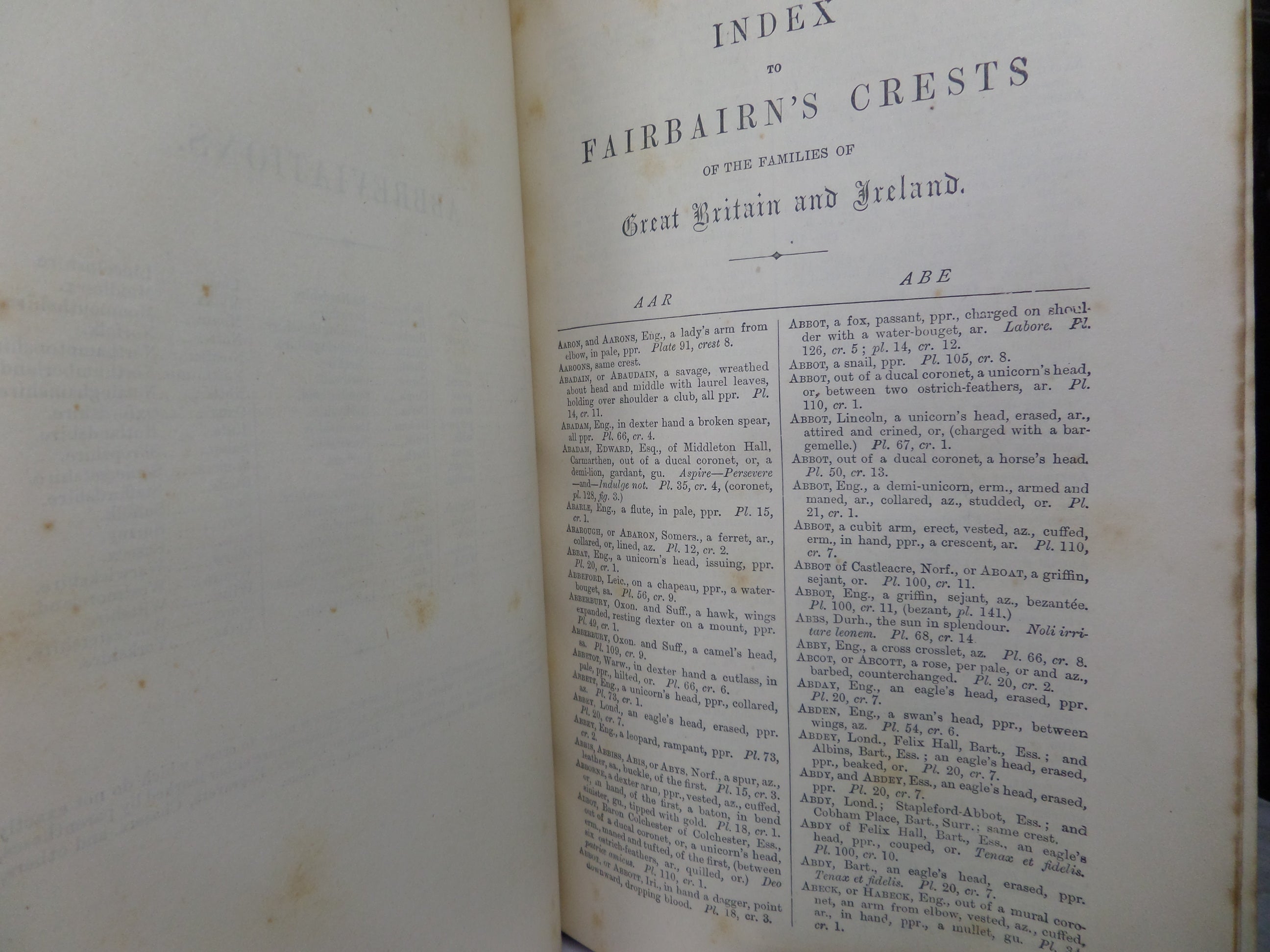 FAIRBAIRN'S CRESTS OF THE FAMILIES OF GREAT BRITAIN AND IRELAND CA.186 ...