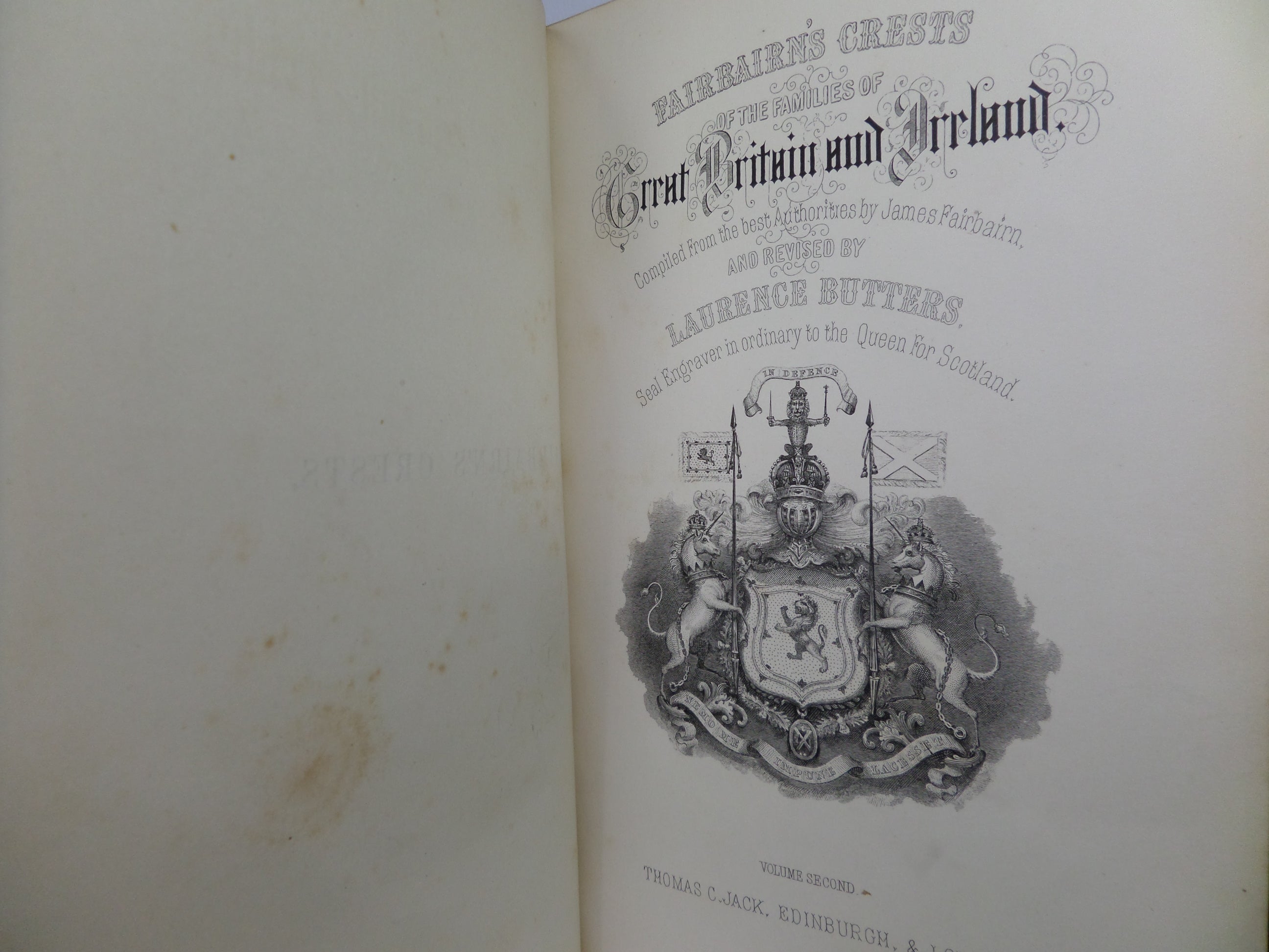 FAIRBAIRN'S CRESTS OF THE FAMILIES OF GREAT BRITAIN AND IRELAND CA.1860 TWO VOLS