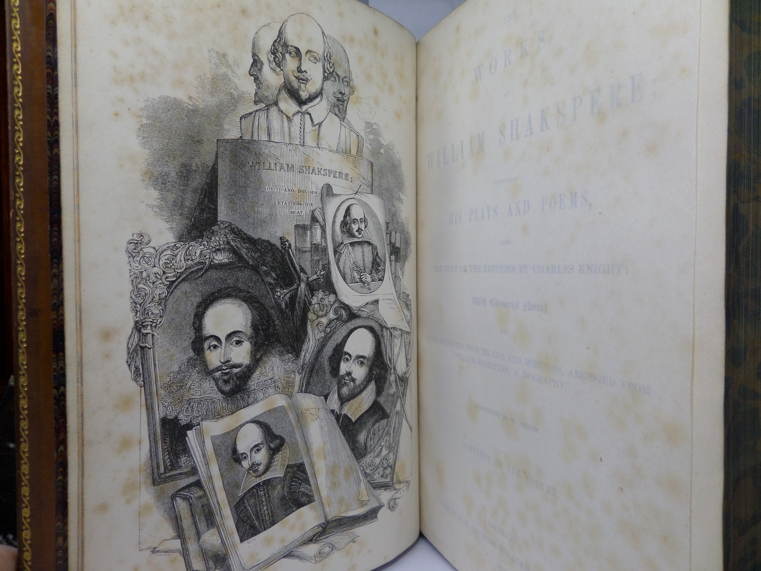 THE WORKS OF WILLIAM SHAKESPEARE 1849 ILLUSTRATED EDITION, FINE LEATHER BINDING