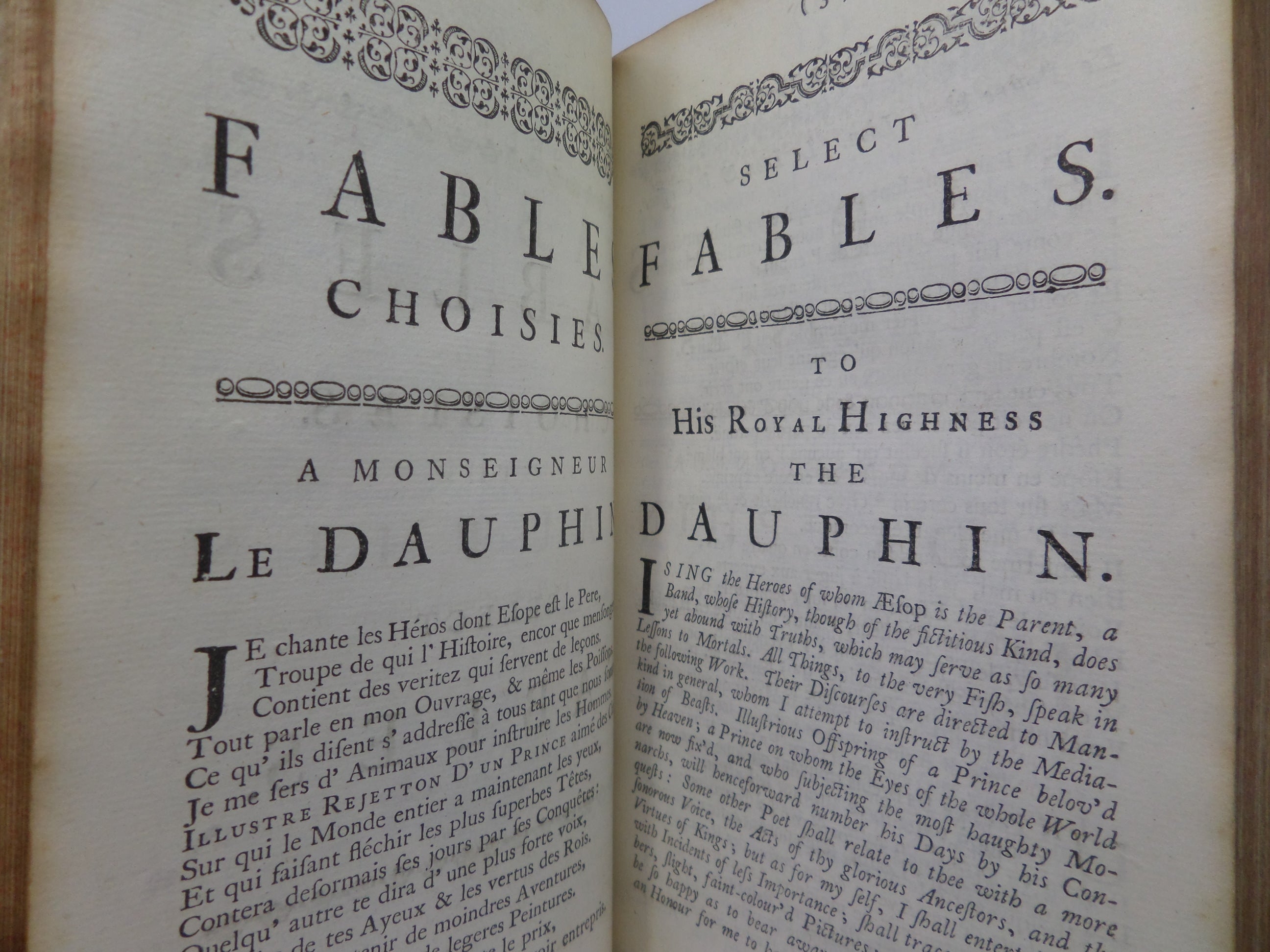 FABLES AND TALES FROM LA FONTAINE IN FRENCH AND ENGLISH 1734 FIRST EDITION