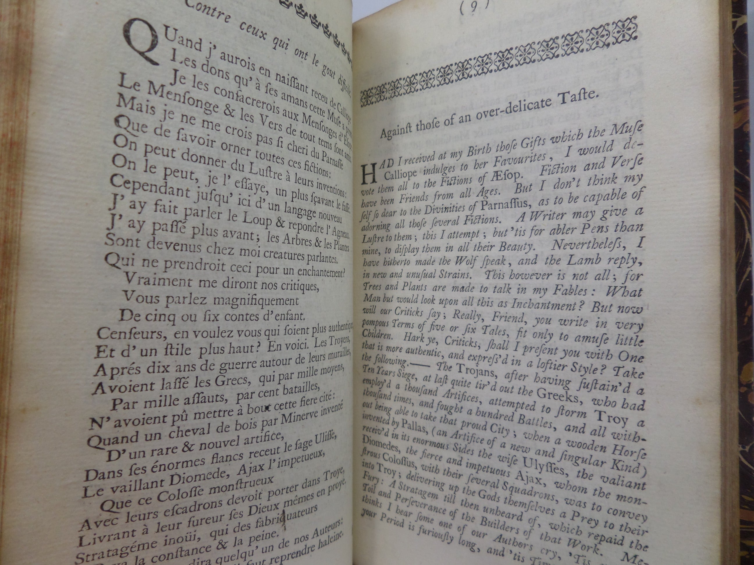 FABLES AND TALES FROM LA FONTAINE IN FRENCH AND ENGLISH 1734 FIRST EDITION