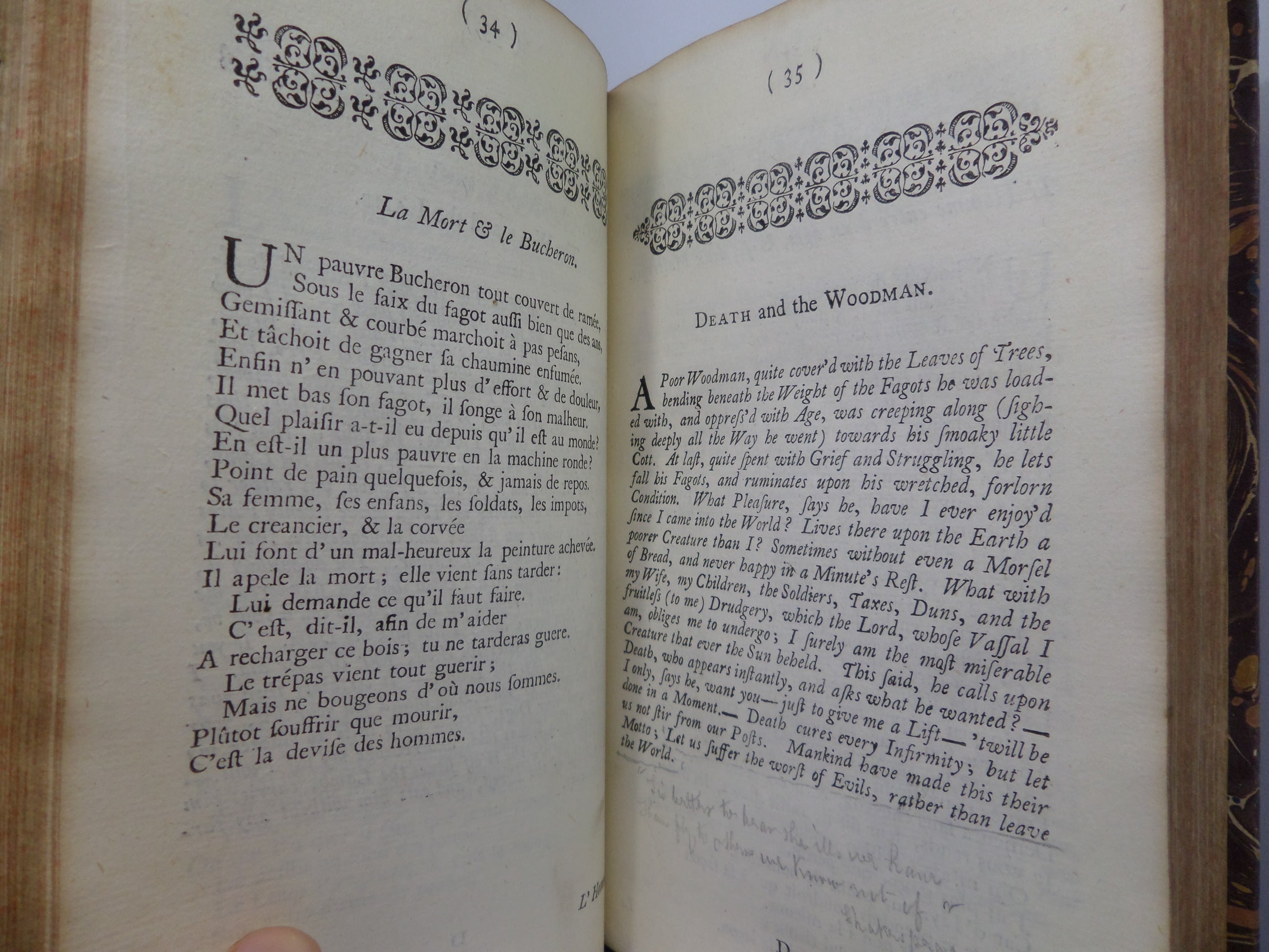 FABLES AND TALES FROM LA FONTAINE IN FRENCH AND ENGLISH 1734 FIRST EDITION