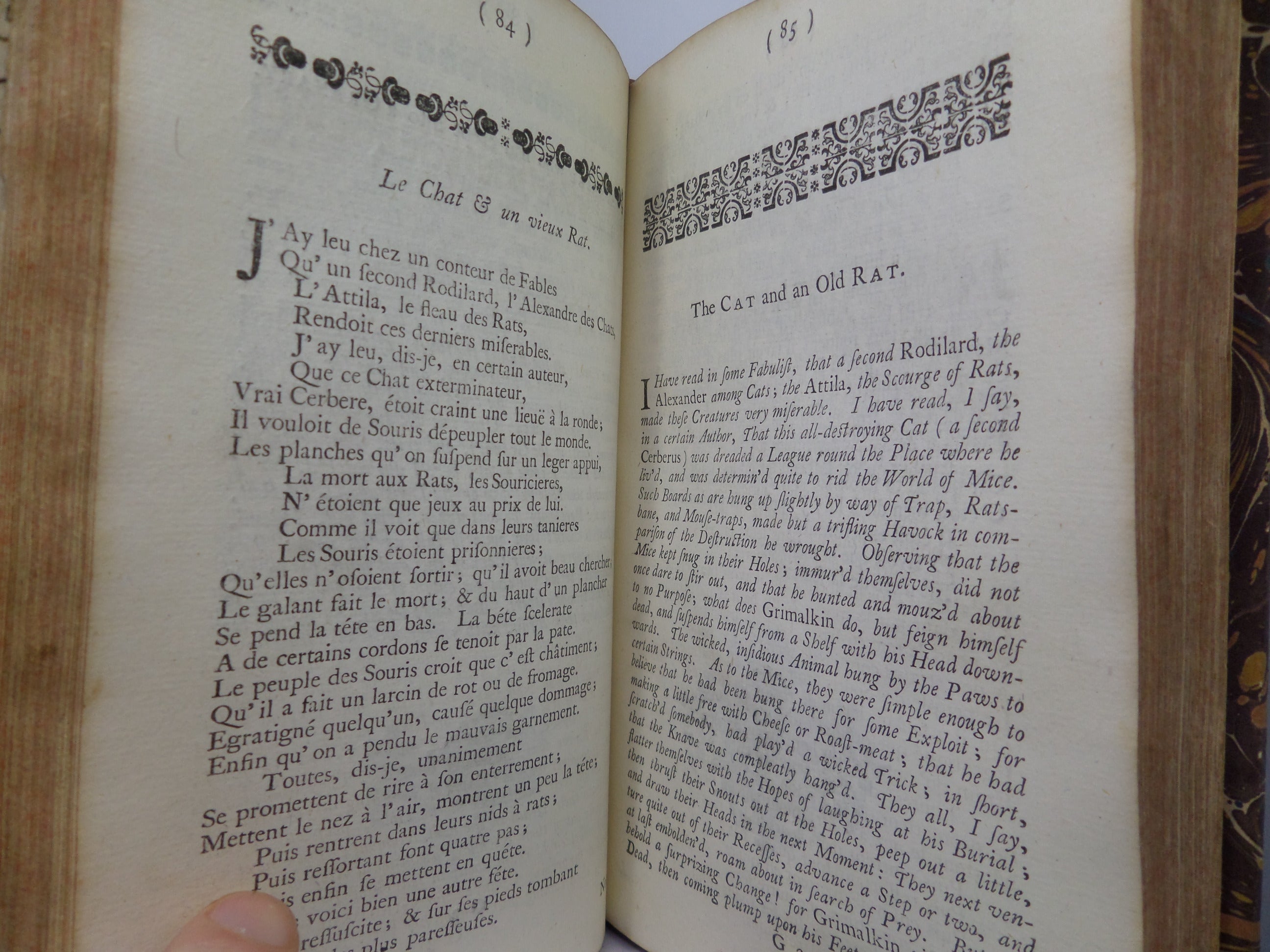 FABLES AND TALES FROM LA FONTAINE IN FRENCH AND ENGLISH 1734 FIRST EDITION