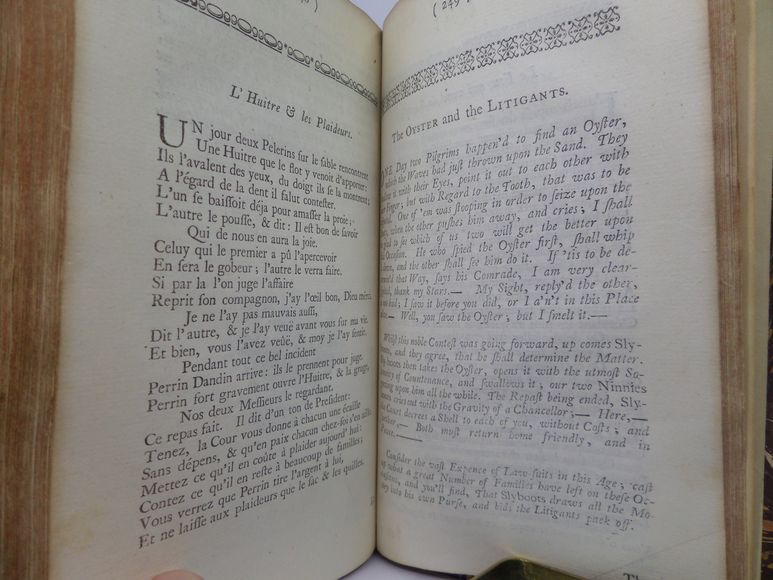 FABLES AND TALES FROM LA FONTAINE IN FRENCH AND ENGLISH 1734 FIRST EDITION