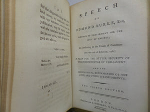 POLITICAL TRACTS AND SPEECHES OF EDMUND BURKE 1777-1782 LEATHER-BOUND