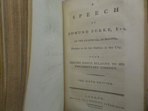 POLITICAL TRACTS AND SPEECHES OF EDMUND BURKE 1777-1782 LEATHER-BOUND