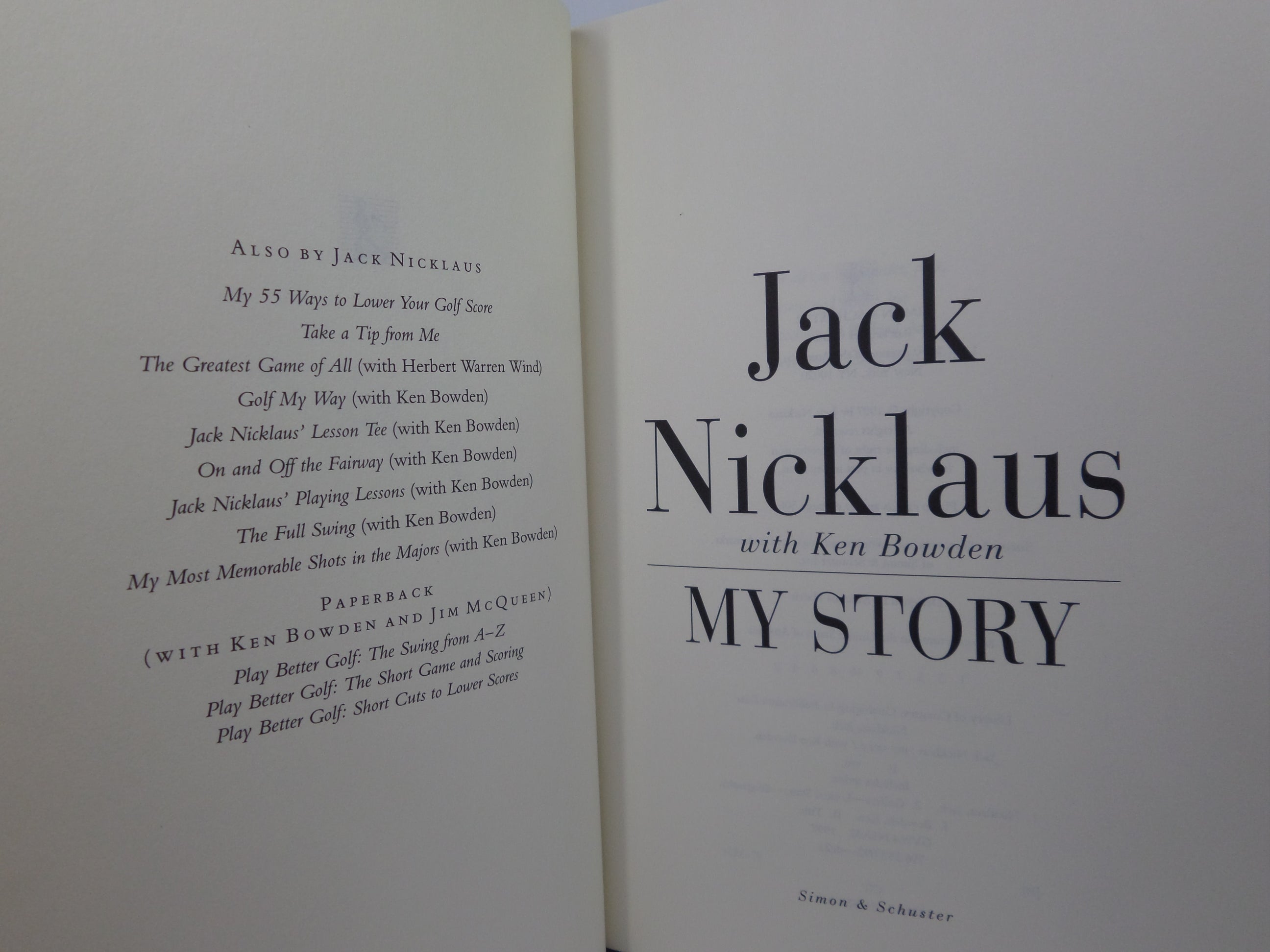 JACK NICKLAUS: MY STORY 1997 SIGNED FIRST EDITION