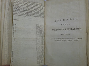[ANTI-SLAVERY] GRANVILLE SHARP 1786 A SHORT SKETCH OF TEMPORARY REGULATIONS FOR THE INTENDED SETTLEMENT ON THE GRAIN COAST OF AFRICA, NEAR SIERRA LEONA [EVANGELICAL ABOLITIONIST; COLONIAL SLAVE SETTLEMENT]