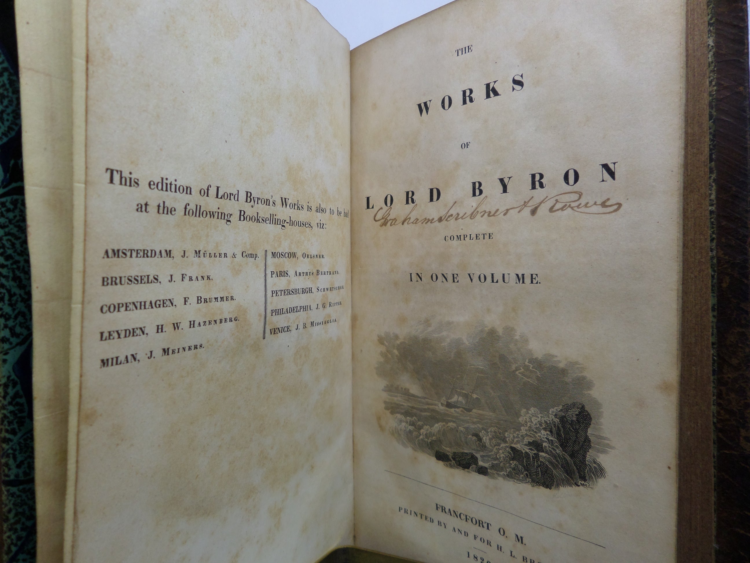 THE WORKS OF LORD BYRON 1826 FINE LEATHER BINDING