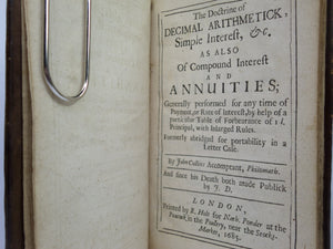 THE DOCTRINE OF DECIMAL ARITHMETICK BY JOHN COLLINS 1685 RARE FIRST EDITION