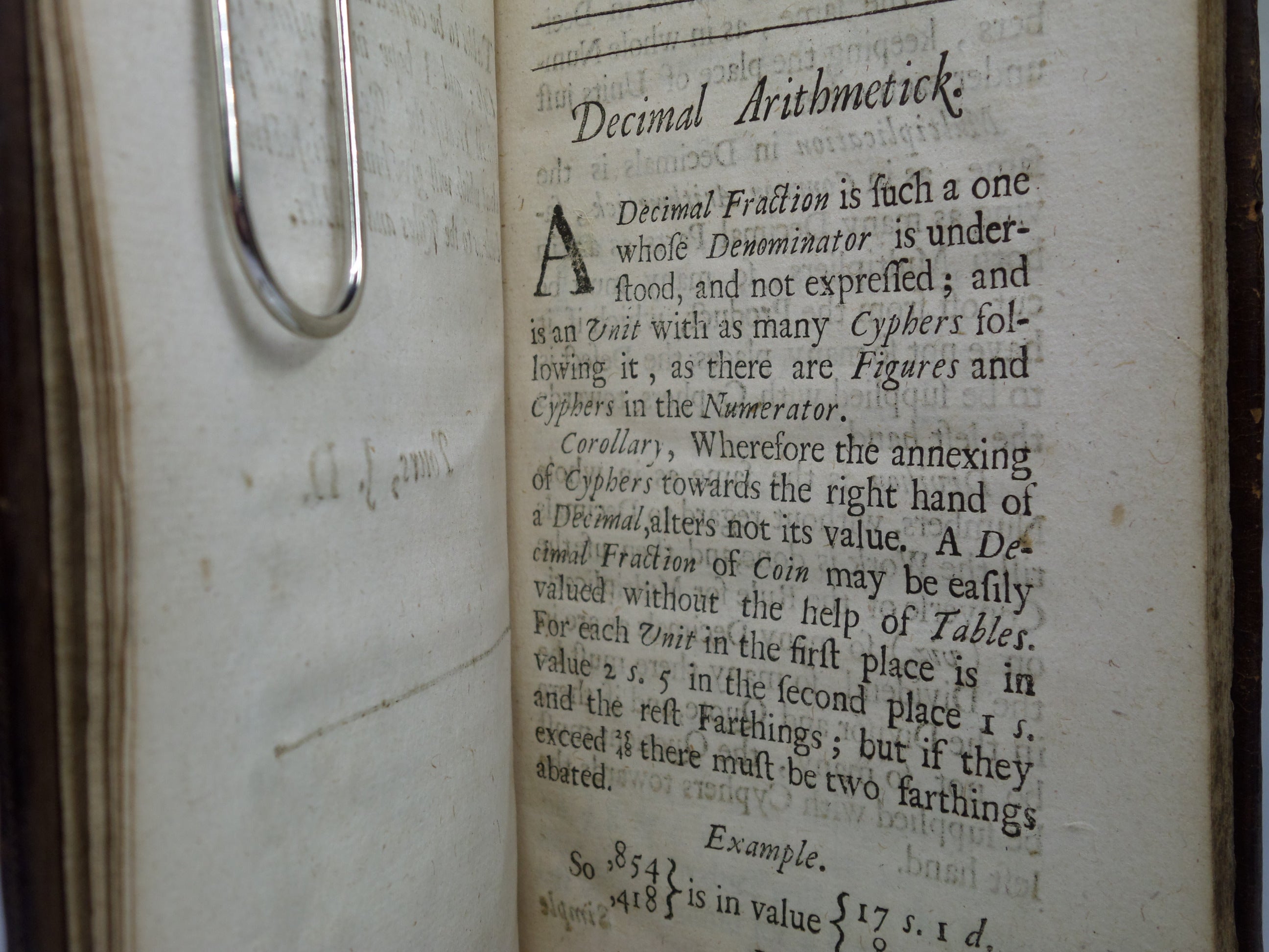 THE DOCTRINE OF DECIMAL ARITHMETICK BY JOHN COLLINS 1685 RARE FIRST EDITION