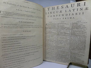 THESAURUS LINGUAE LATINAE COMPENDIARIUS BY ROBERT AINSWORTH 1746 LEATHER BOUND